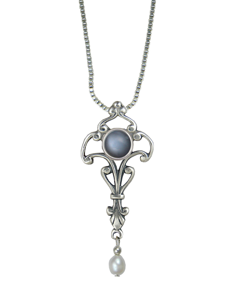 Sterling Silver Necklace With Grey Moonstone